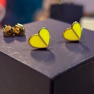 Yellow Heart Stud Earrings